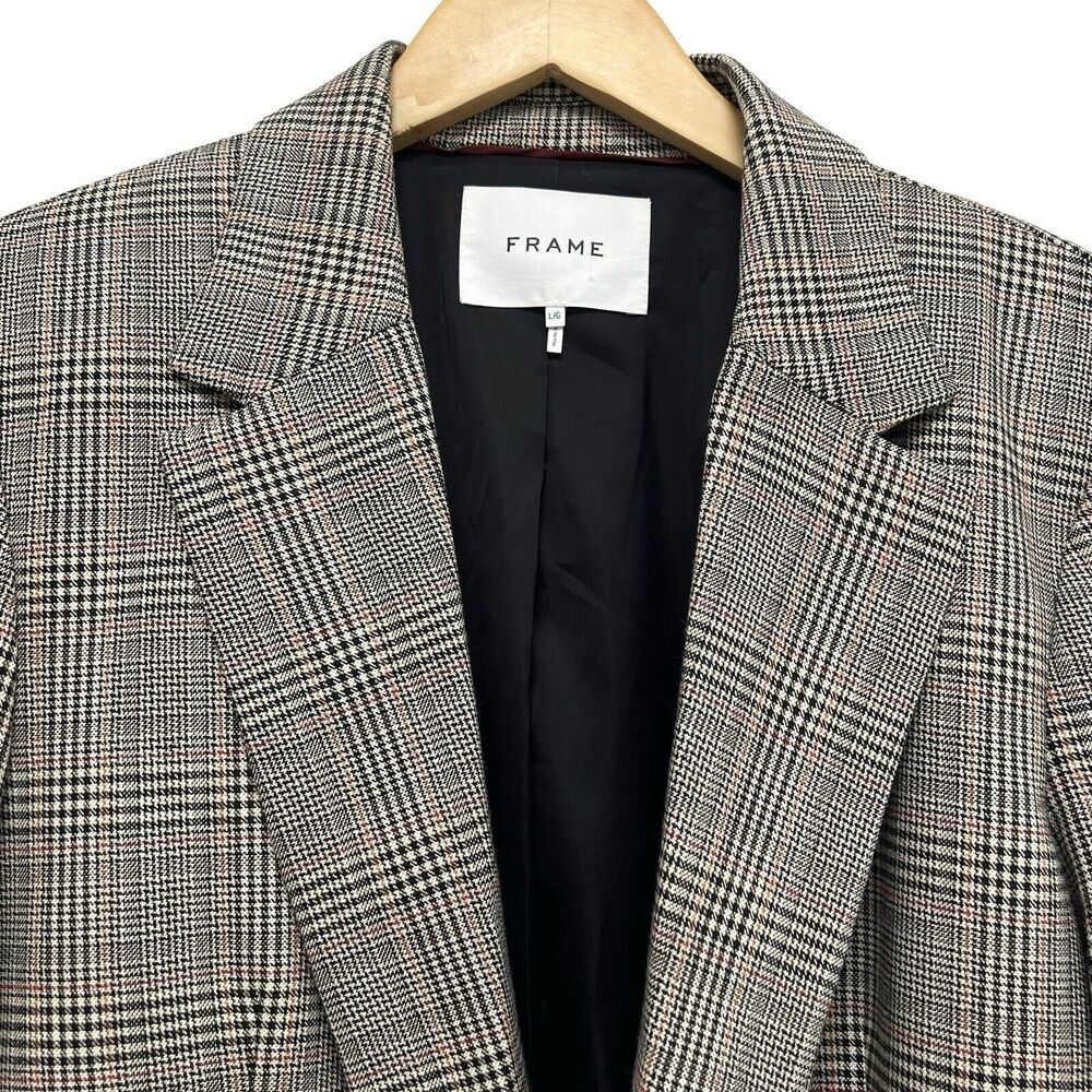 FRAME Double Breasted Plaid Check Multi Boyfriend Blazer Jacket Oversized Preppy - Picture 5 of 9